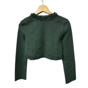 M'S GRACY タグ付き フリル カーディガン ボレロ ニット ウール 長袖 38 グリーン FY