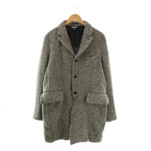 AD2024 ツイードチェスターコート XXL ブラック ホワイト