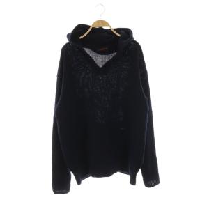 umii908 ウールアルパカニットフーディー セーター プルオーバー 4 ネイビー /CX OS