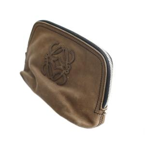 LOEWE アナグラム ポーチ 小物入れ レザー ロゴ 茶 ブラウン /AQ OS OH