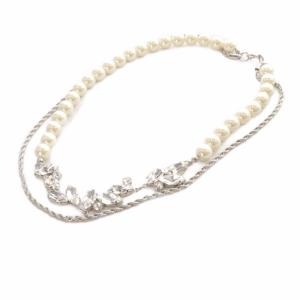 スワロフスキー パールネックレス シルバー色 白 ホワイト /SR