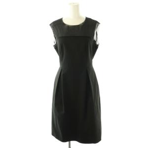 25415 メッシュ ナイロン ワンピース 膝丈 ノースリーブ 40 ブラック /HK OS