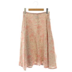 drawing スカート ミモレ ロング フレア オフホワイト サーモンピンク /NR OS
