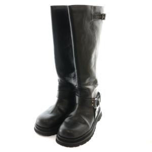 SIDE WAVE BUCKLE LONG BOOTS L ブラック