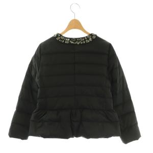 STRAWBERRY-FIELDS ビジュー ダウンジャケット アウター ジップアップ 黒 /NR OS