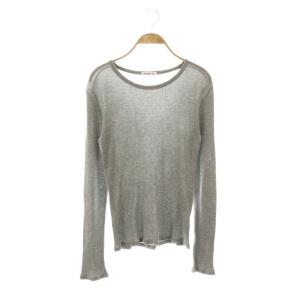 24SS テレコ ロングスリーブ プルオーバー ニット カットソー 長袖 リブ グレー /NR OS