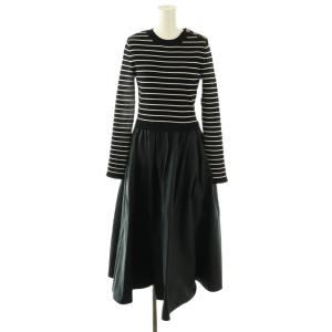 ボーダーニットコンビドレス ドッキングワンピース 40 ブラック ホワイト /ES OS