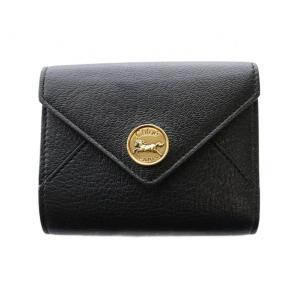 envelope スモールトリフォールド ウォレット グレインレザー製 ブラック