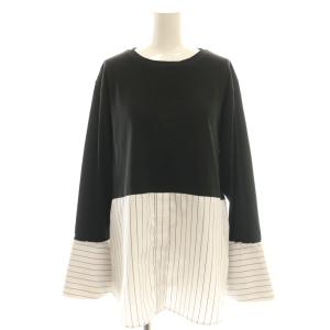 25AW レイヤードカットソー ドッキング ストライプ 36 ブラック ホワイト /CX OS