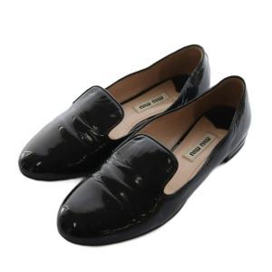 フラットシューズ ローファー エナメル 34.5 黒 ブラック /AQ OS