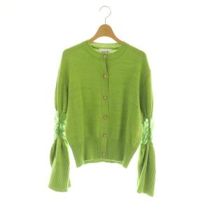 × スタニングルアー STUNNING LURE ベルスリーブカーディガン ニット ウール 1 イエローグリーン