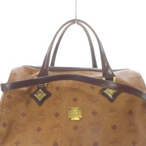 MCM ヴィセトス レザー ミニボストンバッグ ショルダーバッグ 2way ハンドバッグ 茶色 ブラウン /SR