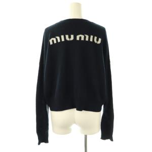 miumiu ロゴスリットカシミヤクロップドニット セーター 36 ネイビー MML756