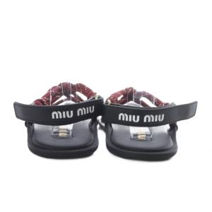 miumiu Riviere コード×レザーサンダル 37 ボルドー