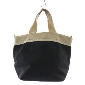 ハンドバッグ ナイロン 黒 ブラック アイボリー /AQ OS