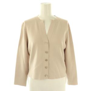 23AW ビジュー釦キーネック カーディガン ニット 38 ベージュ /DF OS
