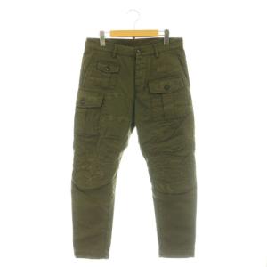 ダメージ加工 カーゴパンツ 44 カーキ /DF OS