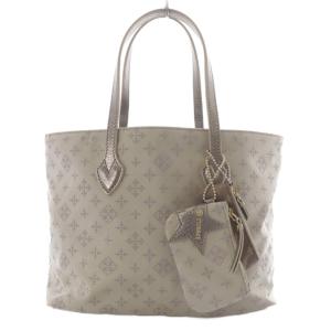トートバッグ ハンドバッグ モノグラム 総柄 ナイロン ポーチ付き グレー /YO22
