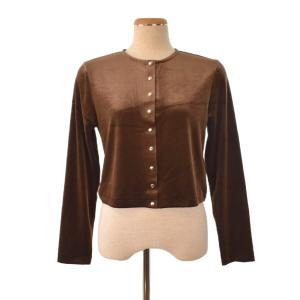24AW ベロア コンパクト カーディガン F キャメル 茶色 FY