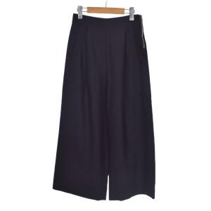 ウールサキソニー ハイウエスト タックパンツ ワイドパンツ 34 ネイビー 紺 FY