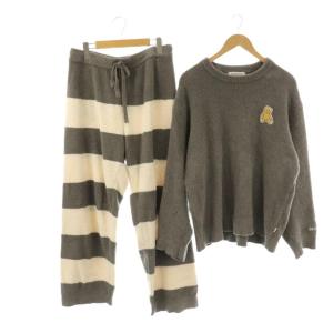 24AW セットアップ オンライン限定 ニット ベビモコベアプルオーバー セーター パンツ L グレー