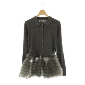 tulle peplum polo knit cardiganニットカーディガン 長袖 F グレー 25A1-DR-TP06