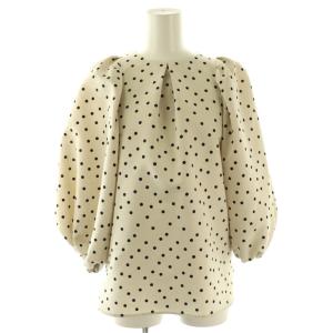 ドット柄パフスリーブブラウス F ライトベージュ ブラック /DO OS SH