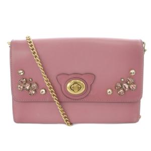 レザー ターンロック チェーンショルダーバッグ ピンク 38962 /SR