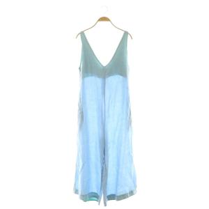 Color Linen Conbinaison コンビネゾン オールインワン サロペット F ライトブルー