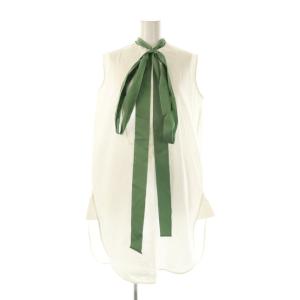 Sleeveless Bib Shirt 34 ホワイト グリーン