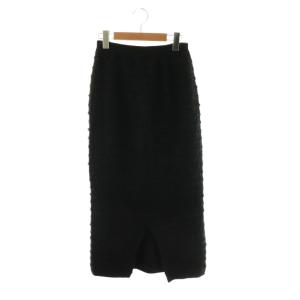 24SS ラメツイードニットスカート ロング タイト 36 黒 /NR OS