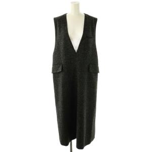 23AW ファインツィードワンピース Vネック ノースリーブ 38 黒 ブラック ベージュ /CX OS