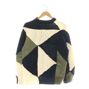 Hank Willis Thomas パッチワークニット プルオーバー 1 カーキ ホワイト