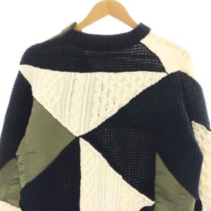 sacai Hank Willis Thomas パッチワークニット プルオーバー 1 カーキ ホワイト