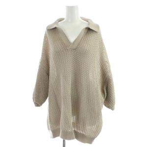 Prime-Over Mesh Short Sleeve Skipper Knit Pulloveニット