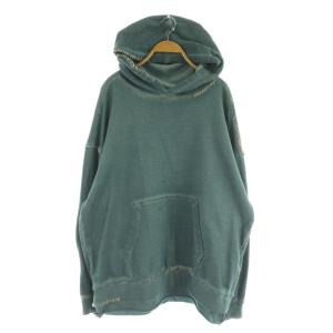 ヘビースウェットオーバーダイエンブロイダリーダメージフーディー プルオーバーパーカー 長袖 1 ブルー