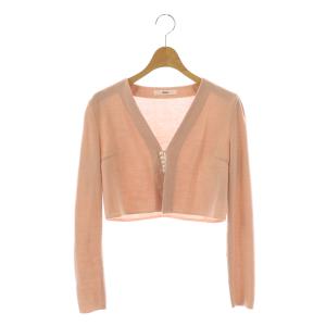 パールモチーフカーディガン ウール クロップド 34 ピンク /CX OS