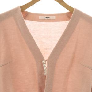 René パールモチーフカーディガン ウール クロップド 34 ピンク /CX OS