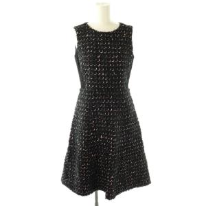 essence of ANAYI ツイードノースリーブワンピース 膝丈 36 ブラック /HK OS