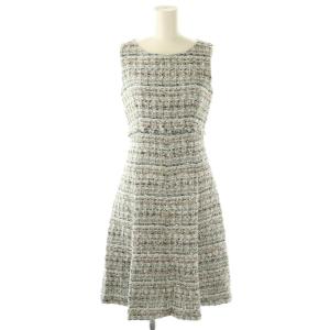 ツイードノースリーブワンピース 膝丈 ×MALHIA KENT 36 ライトブルー /HK OS