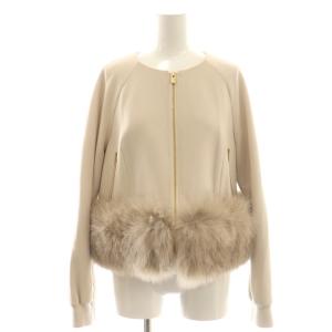 フォックスファー付ジャケット ジップアップ ノーカラー 38 ベージュ /CX OS
