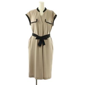 配色スキッパーワンピース 36 グレージュ ブラック /DO OS