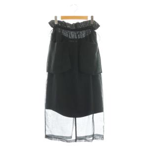 ソフトオーガンジースカート タイトスカート ロング 38 ブラック /DF OS