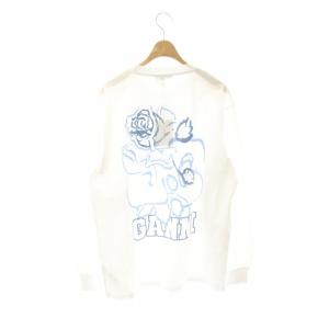 GANNI Future Heavy Jersey Rose Long Sleeve カットソー M ホワイト ライトブルー