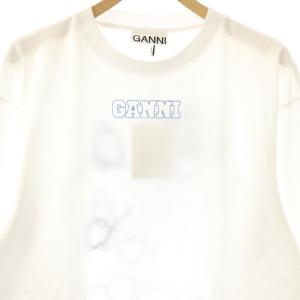 GANNI Future Heavy Jersey Rose Long Sleeve カットソー M ホワイト ライトブルー