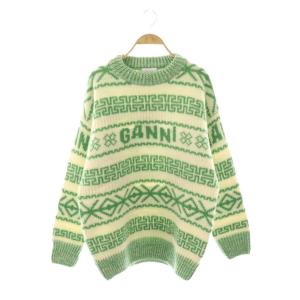 Pullover Logo Pattern Jumper Egret M グリーン オフホワイト