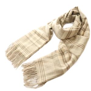 マフラー チェック柄 カシミヤ ベージュ 茶 ブラウン /SS OS