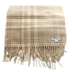 Johnstons of Elgin ジョンストンズ オブ エルガン マフラー チェック柄 カシミヤ ベージュ 茶 ブラウン /SS OS