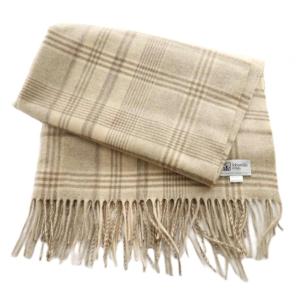 Johnstons of Elgin ジョンストンズ オブ エルガン マフラー チェック柄 カシミヤ ベージュ 茶 ブラウン /SS OS