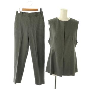 24AW バーズアイペプラムジレ ウォッシャブルバーズアイスリムパンツ セットアップ 36 34 グレー